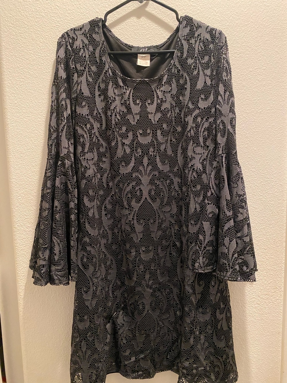 Women's Black Lace Overlay Swing Dress